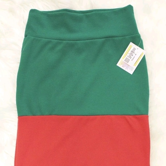 Lularoe Cassie Skirt stretch knit color block NWT - Picture 1 of 2